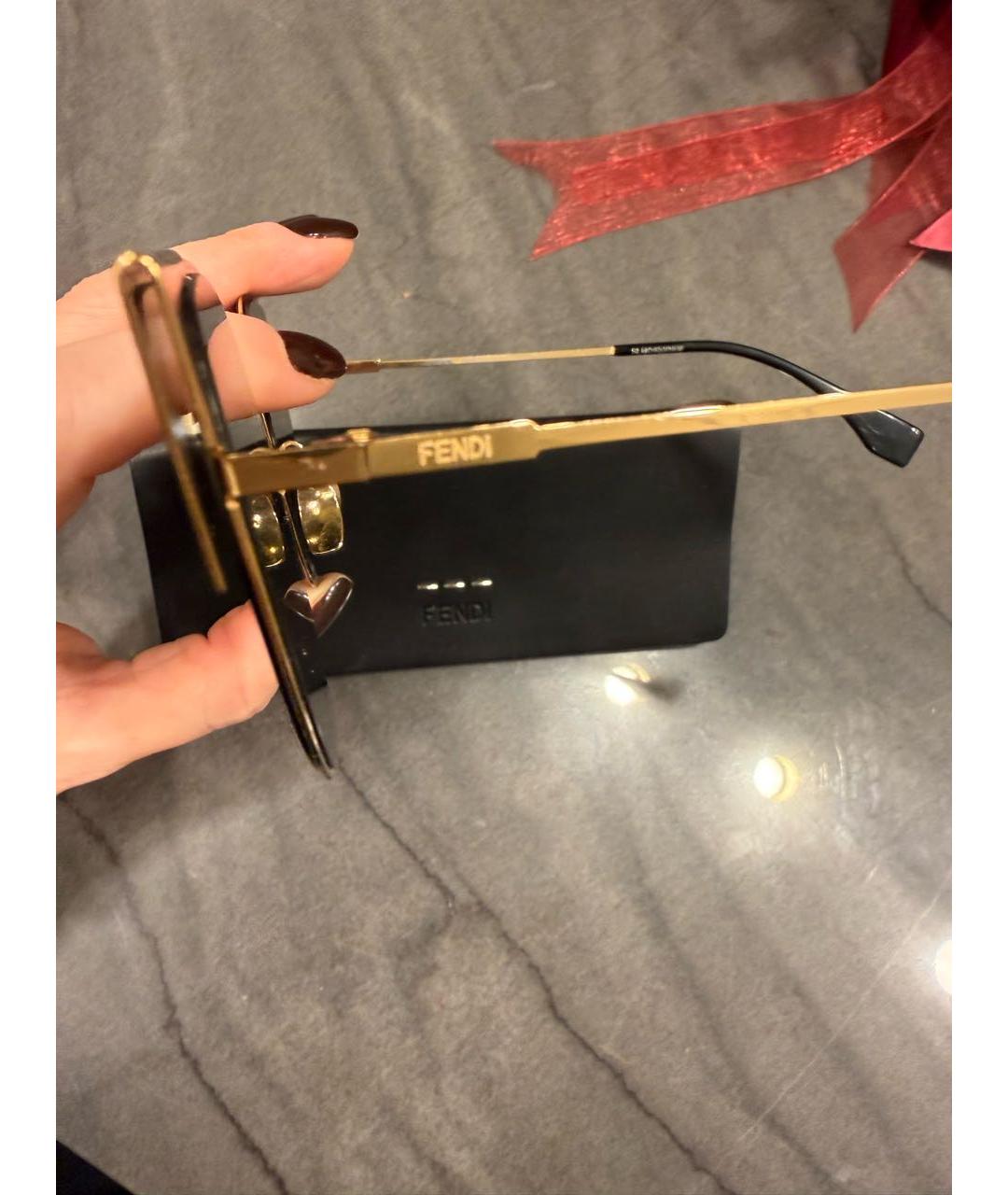 FENDI Черные металлические солнцезащитные очки, фото 8