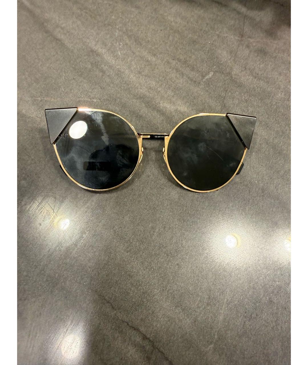 FENDI Черные металлические солнцезащитные очки, фото 9