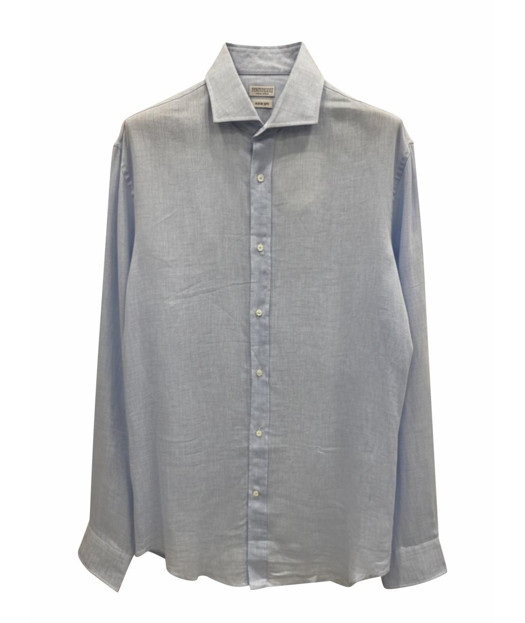 BRUNELLO CUCINELLI Голубая льняная кэжуал рубашка, фото 1
