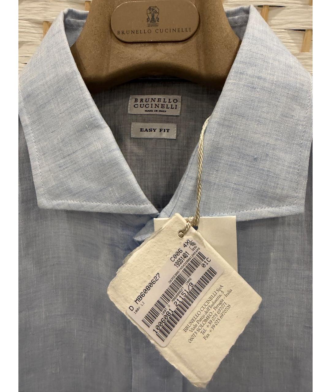 BRUNELLO CUCINELLI Голубая льняная кэжуал рубашка, фото 3