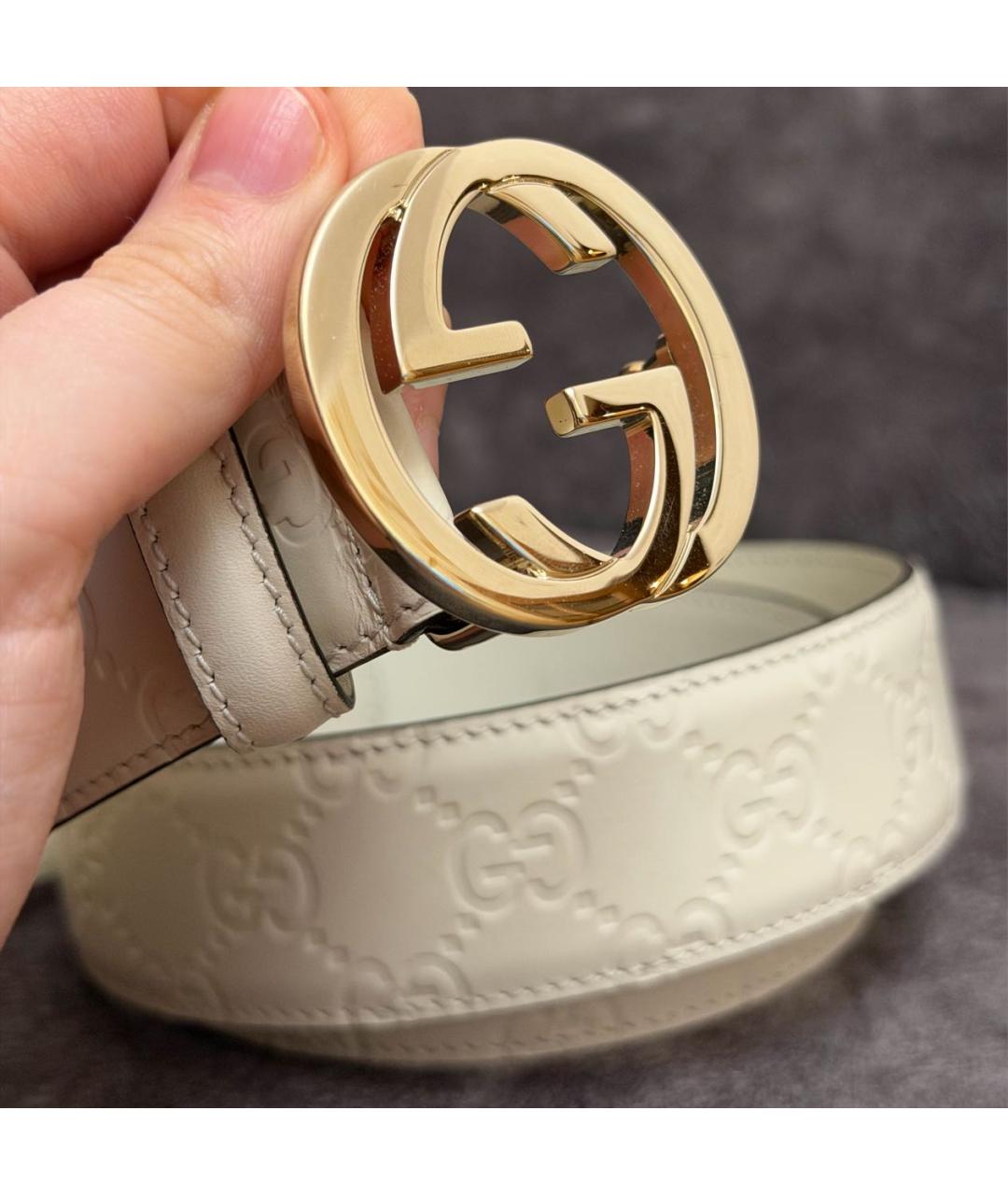 GUCCI Белый кожаный ремень, фото 4