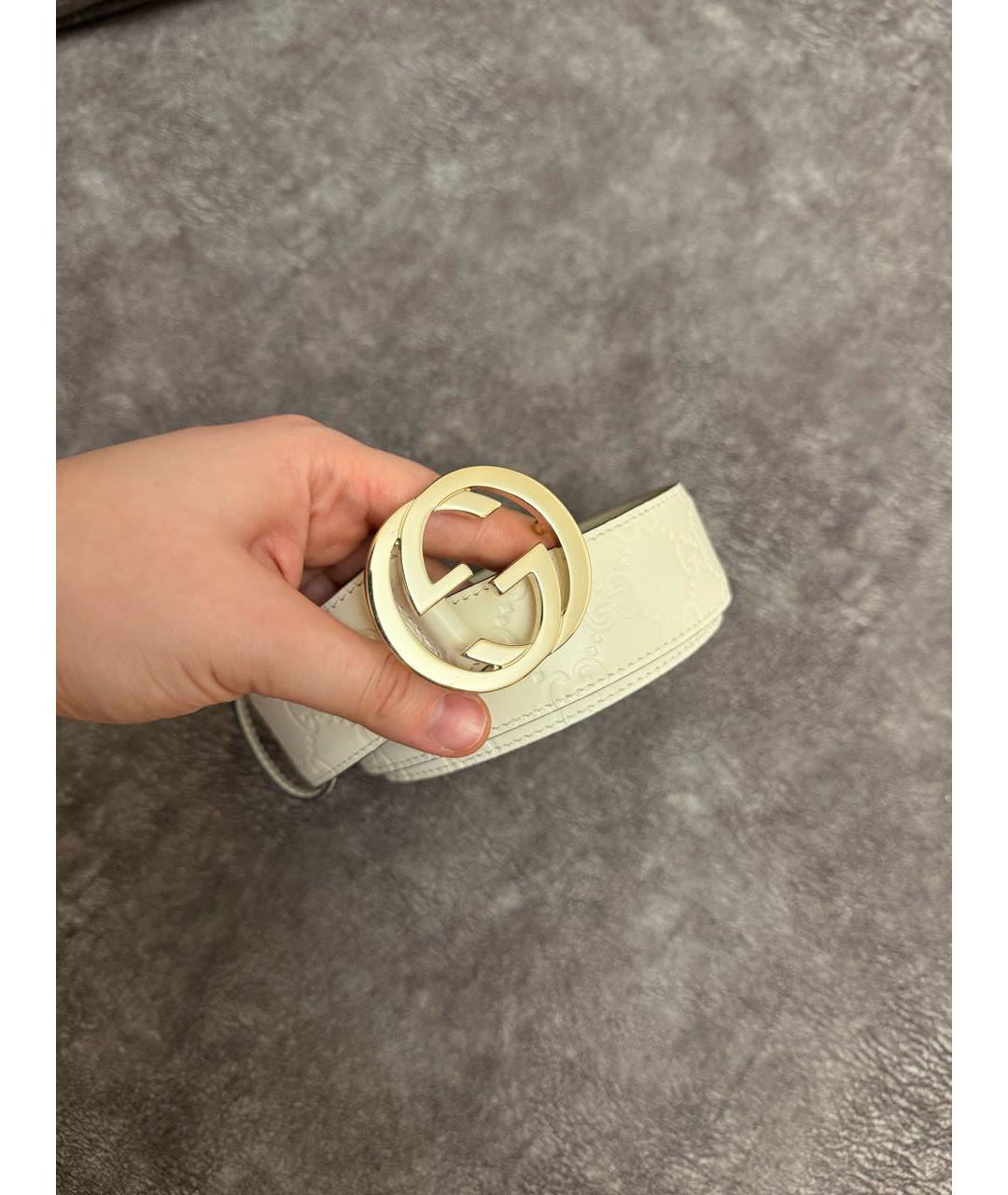 GUCCI Белый кожаный ремень, фото 2