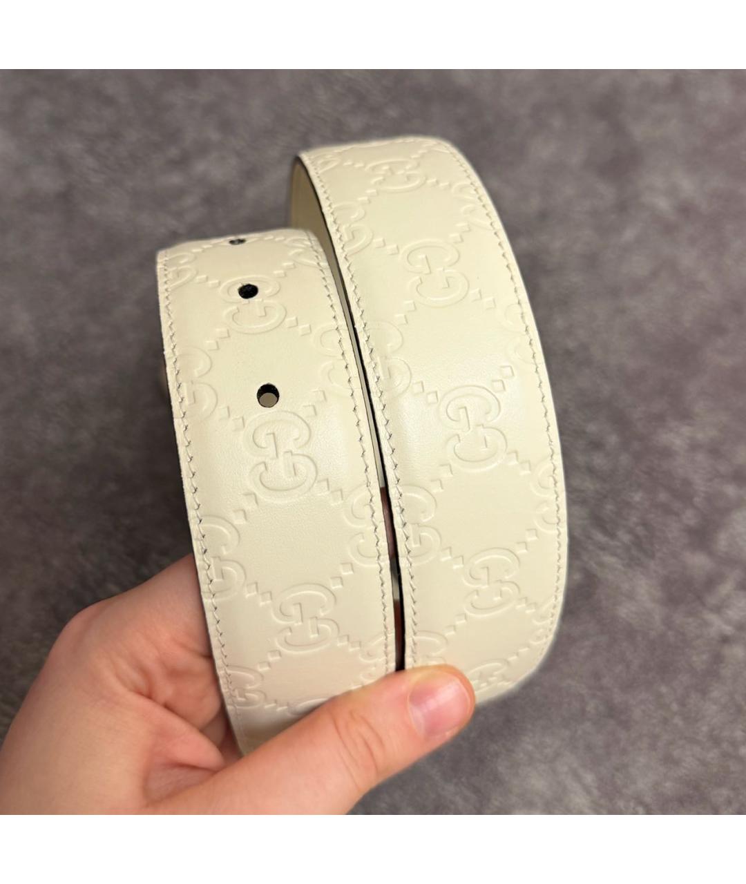 GUCCI Белый кожаный ремень, фото 3