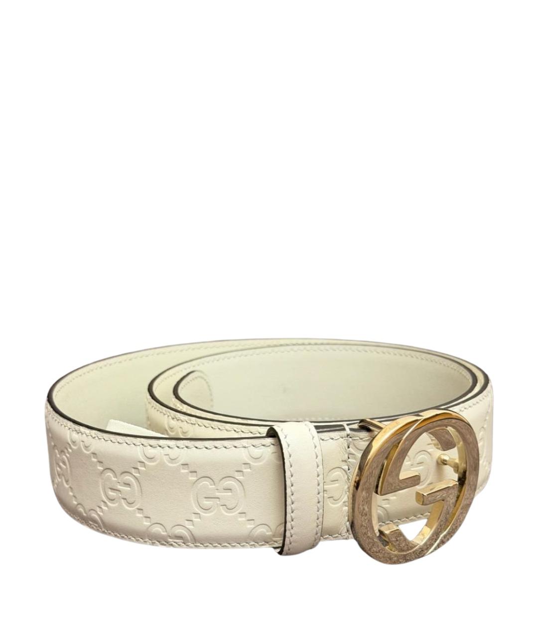 GUCCI Белый кожаный ремень, фото 1