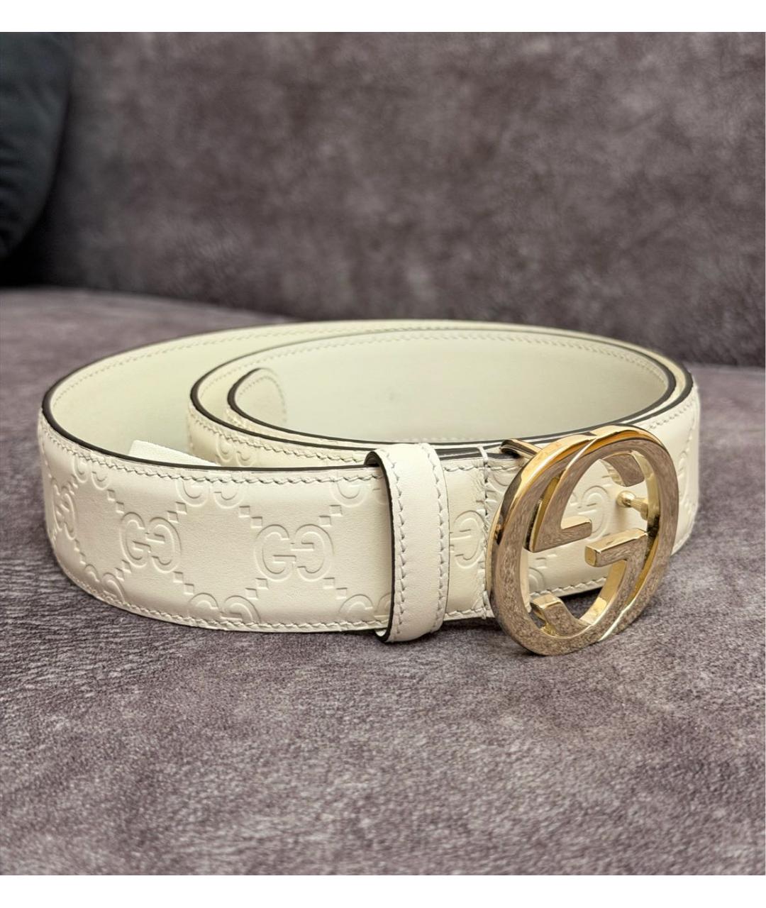 GUCCI Белый кожаный ремень, фото 6