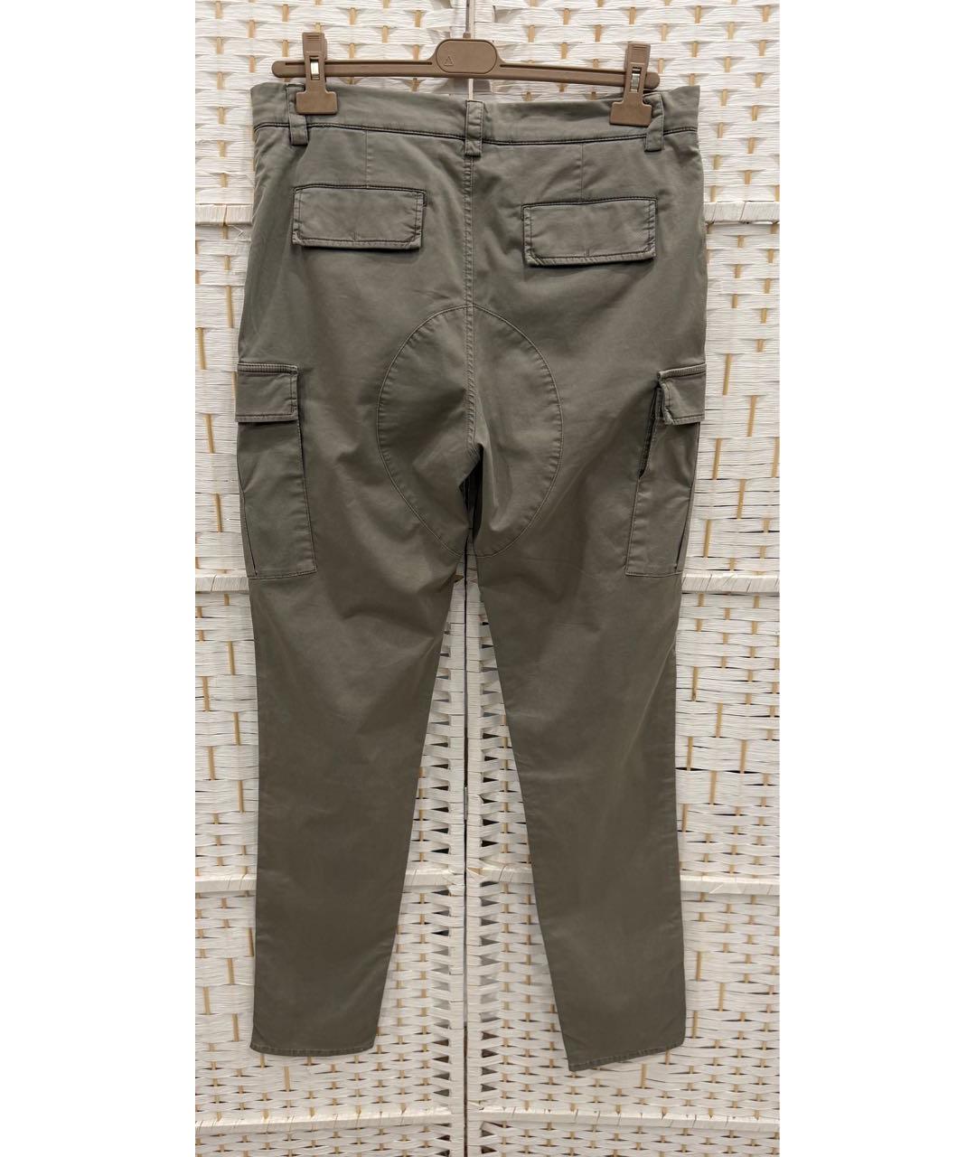 BRUNELLO CUCINELLI Хаки хлопко-эластановые повседневные брюки, фото 2