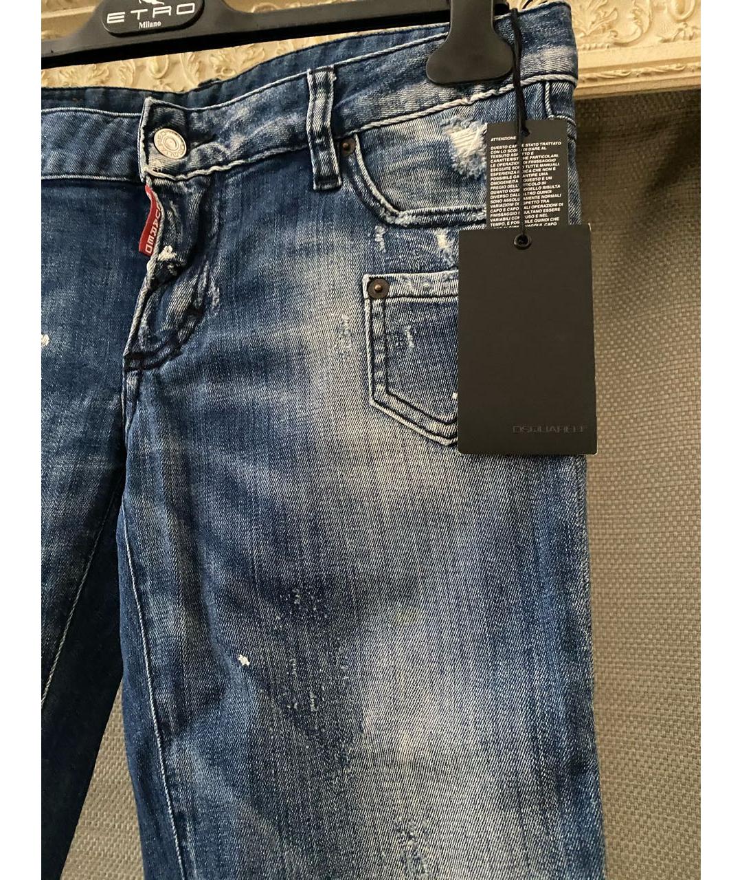 DSQUARED2 Синие хлопко-эластановые джинсы слим, фото 3