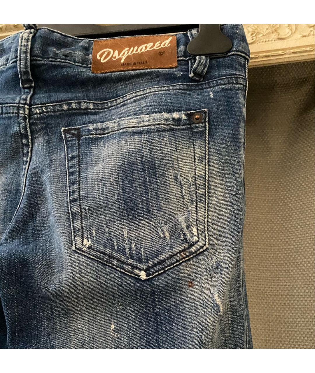 DSQUARED2 Синие хлопко-эластановые джинсы слим, фото 5