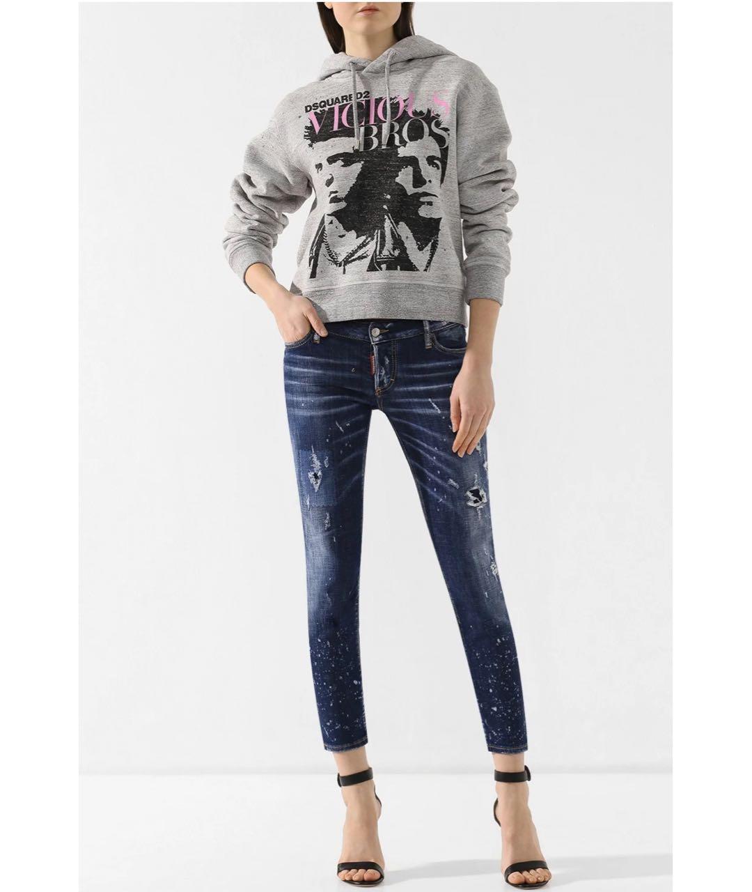 DSQUARED2 Синие хлопко-эластановые джинсы слим, фото 7