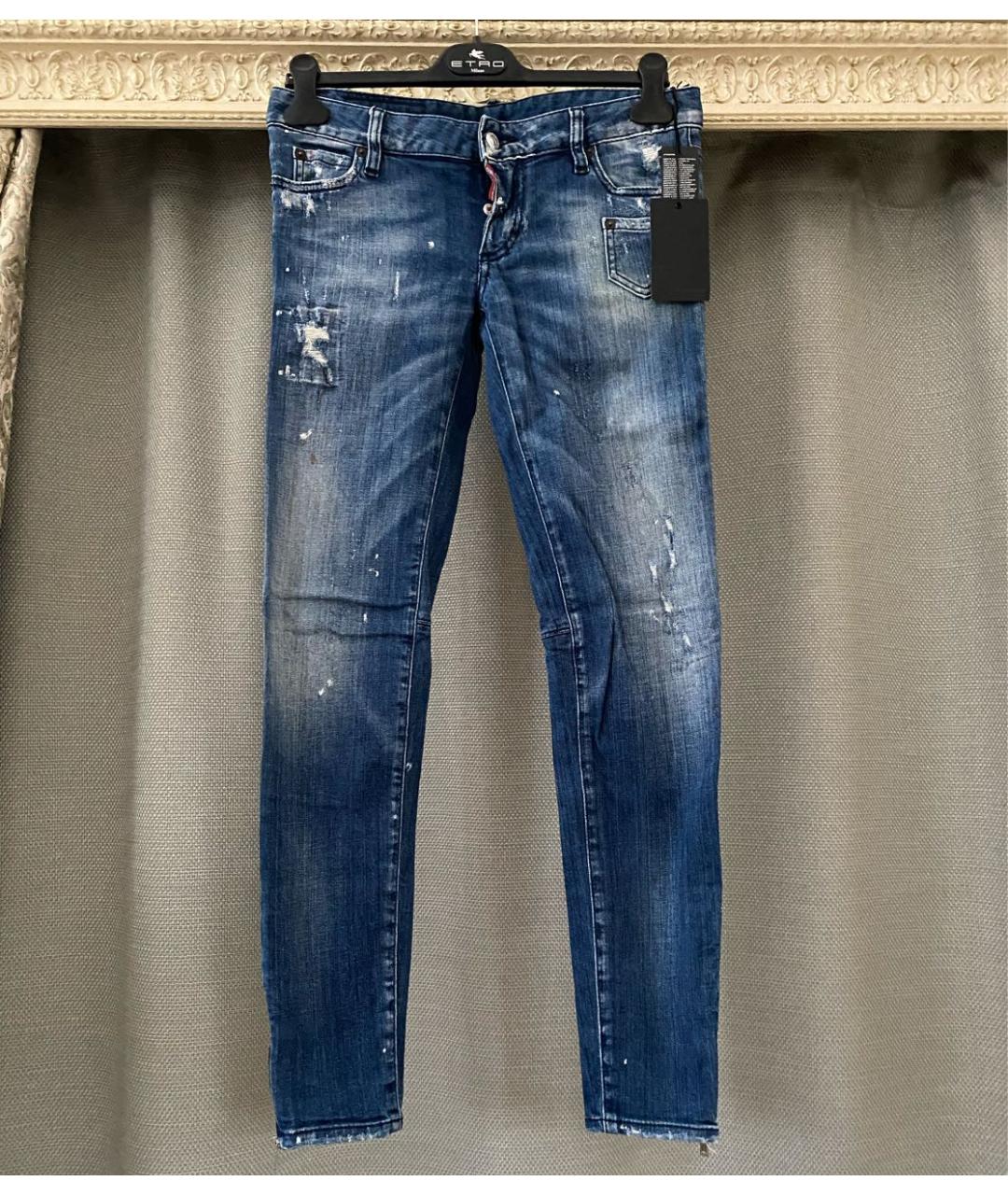 DSQUARED2 Синие хлопко-эластановые джинсы слим, фото 9