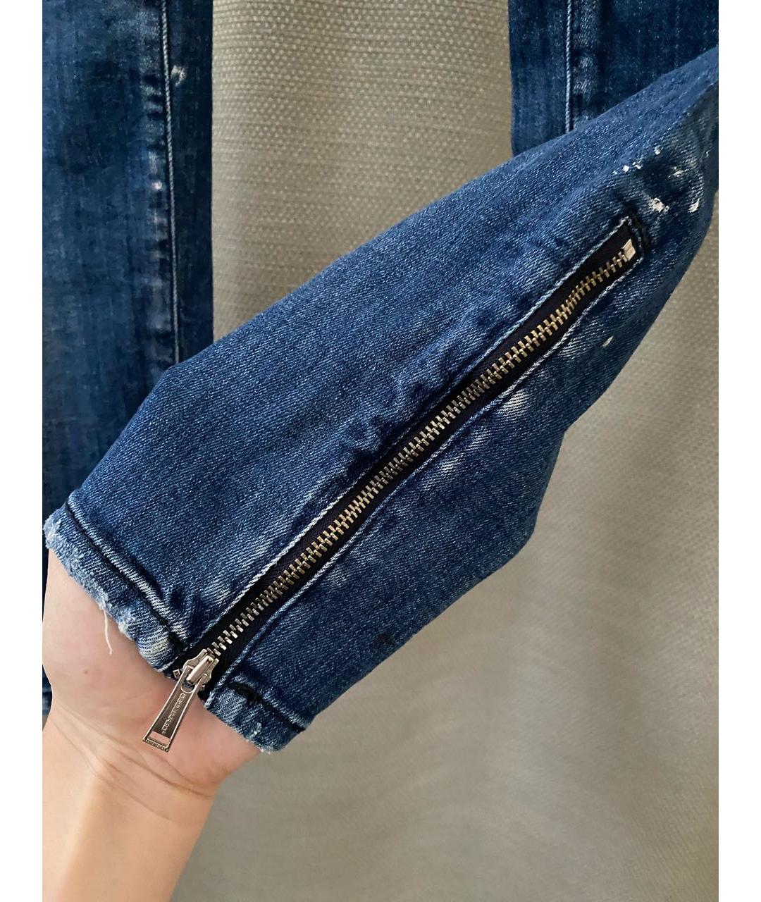 DSQUARED2 Синие хлопко-эластановые джинсы слим, фото 4