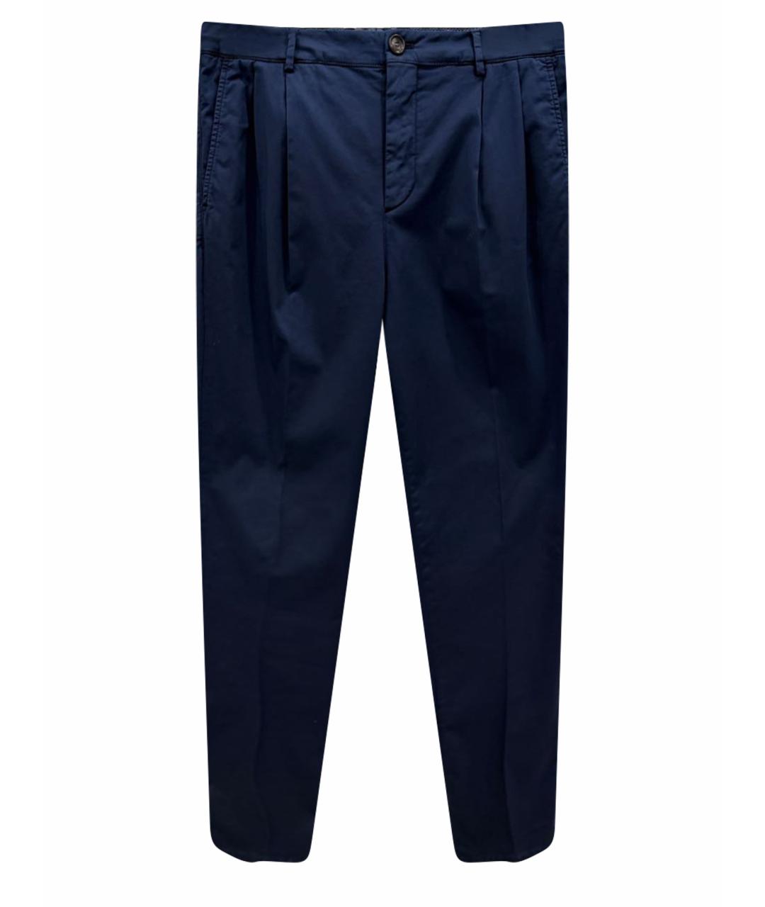 BRUNELLO CUCINELLI Синие хлопко-эластановые брюки чинос, фото 1