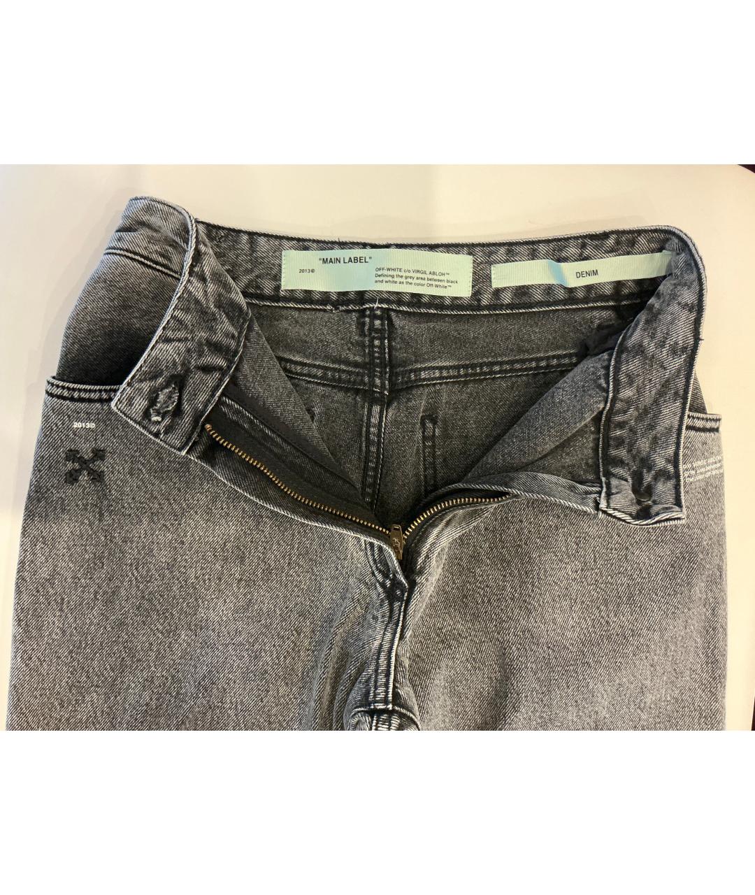 OFF-WHITE Серые хлопковые прямые джинсы, фото 3