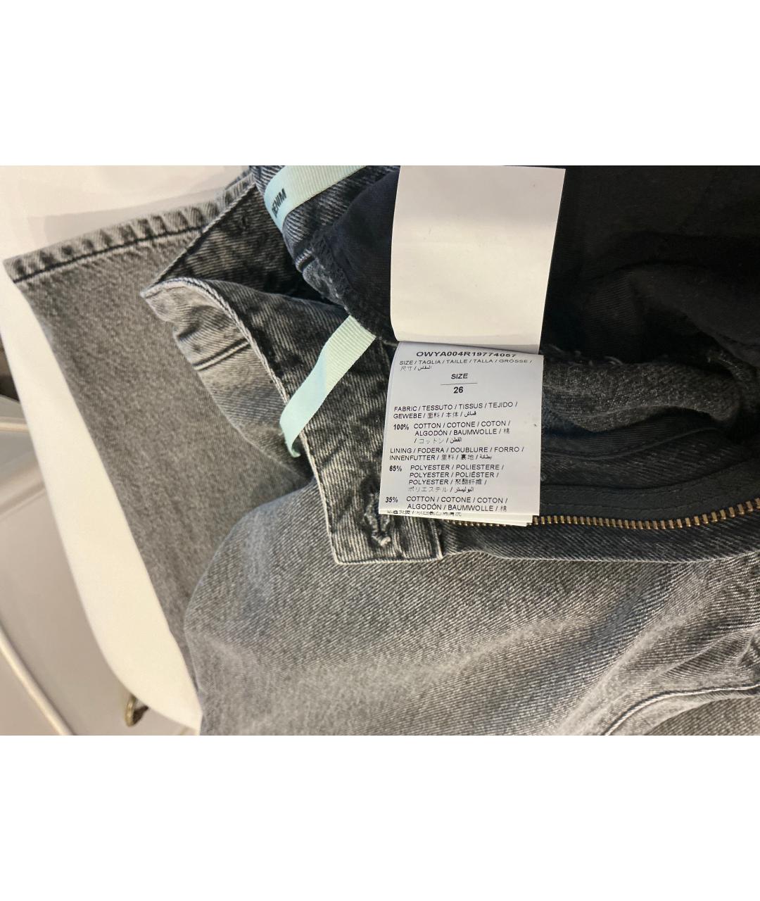 OFF-WHITE Серые хлопковые прямые джинсы, фото 4