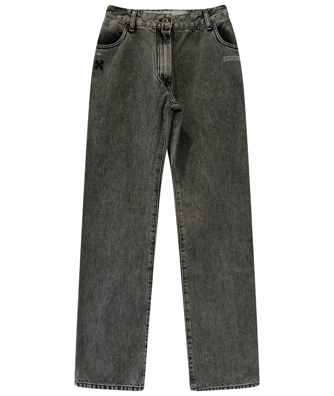 OFF-WHITE Серые хлопковые прямые джинсы, фото 1