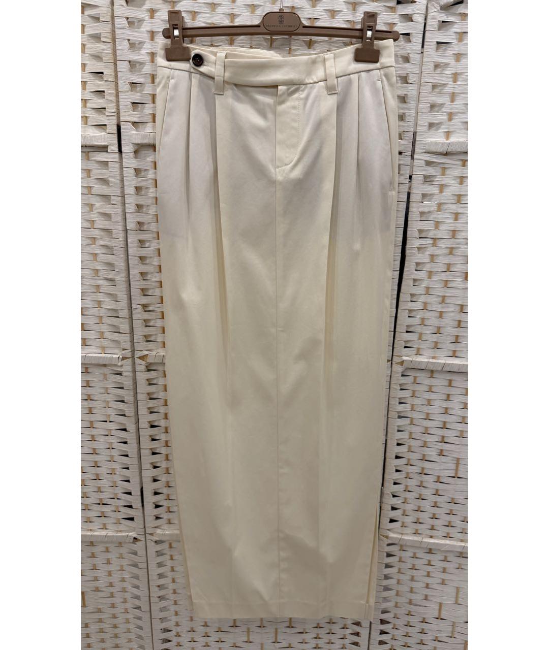 BRUNELLO CUCINELLI Белая хлопко-эластановая юбка макси, фото 4