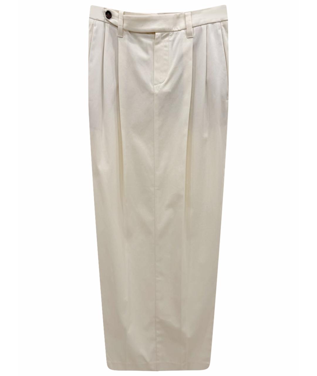 BRUNELLO CUCINELLI Белая хлопко-эластановая юбка макси, фото 1