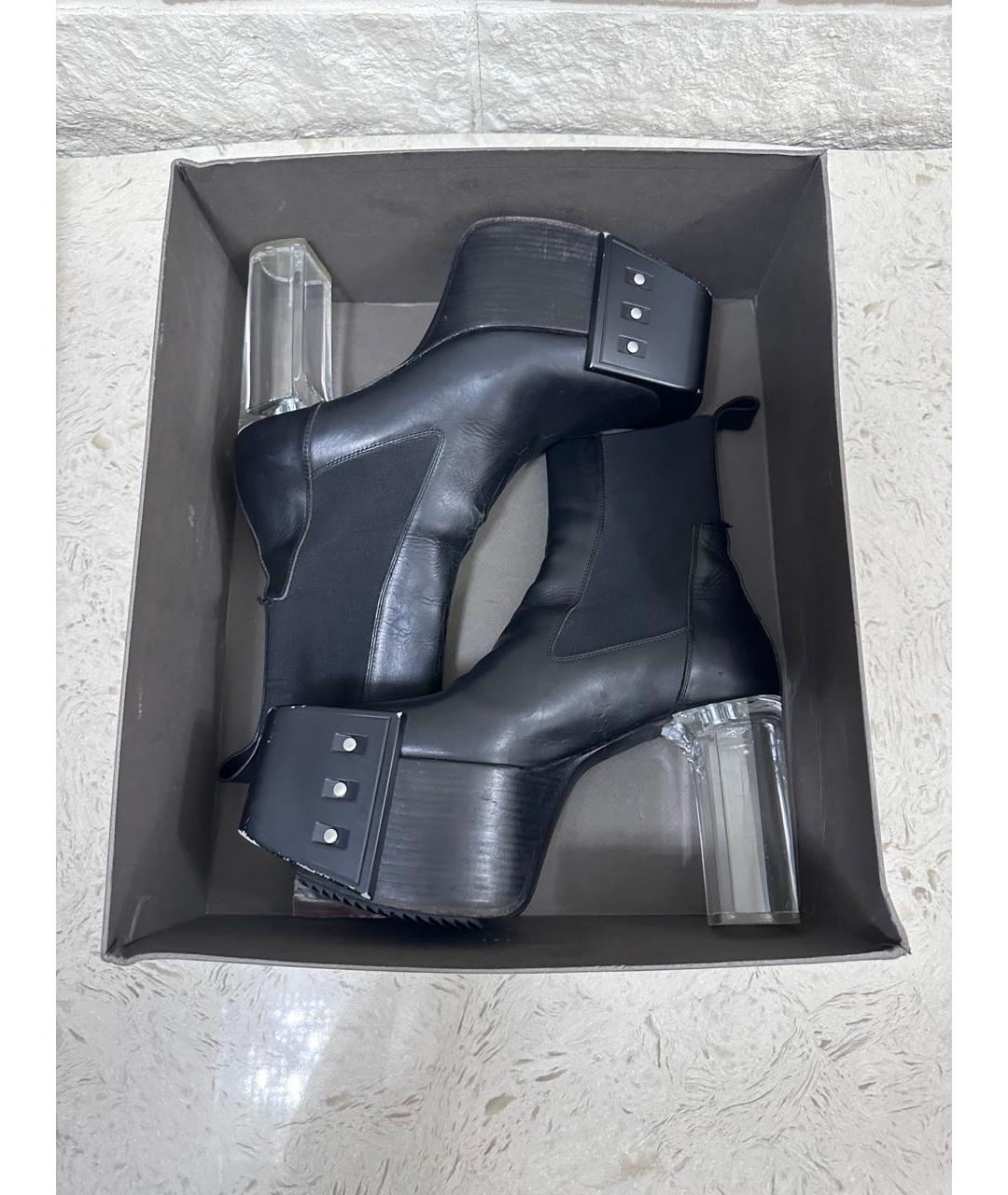 RICK OWENS Черные кожаные ботильоны, фото 4