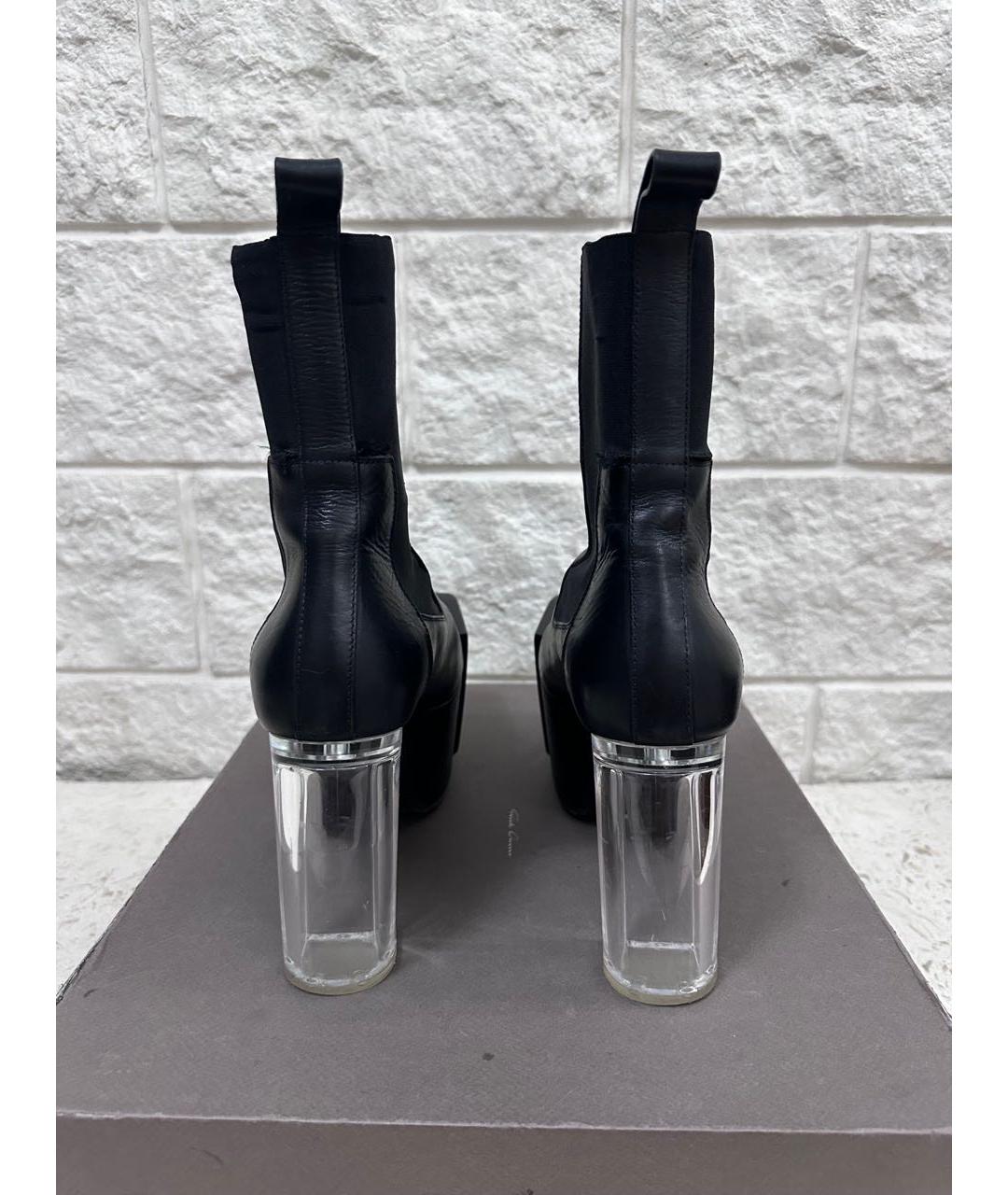 RICK OWENS Черные кожаные ботильоны, фото 3