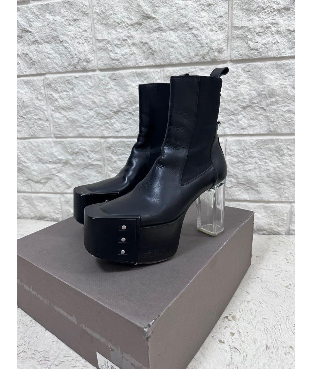 RICK OWENS Черные кожаные ботильоны, фото 2