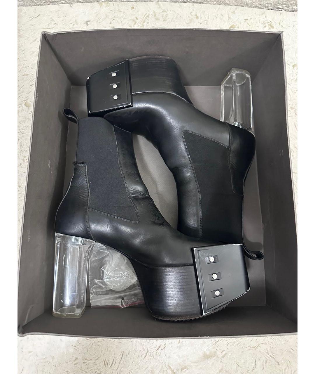 RICK OWENS Черные кожаные ботильоны, фото 5