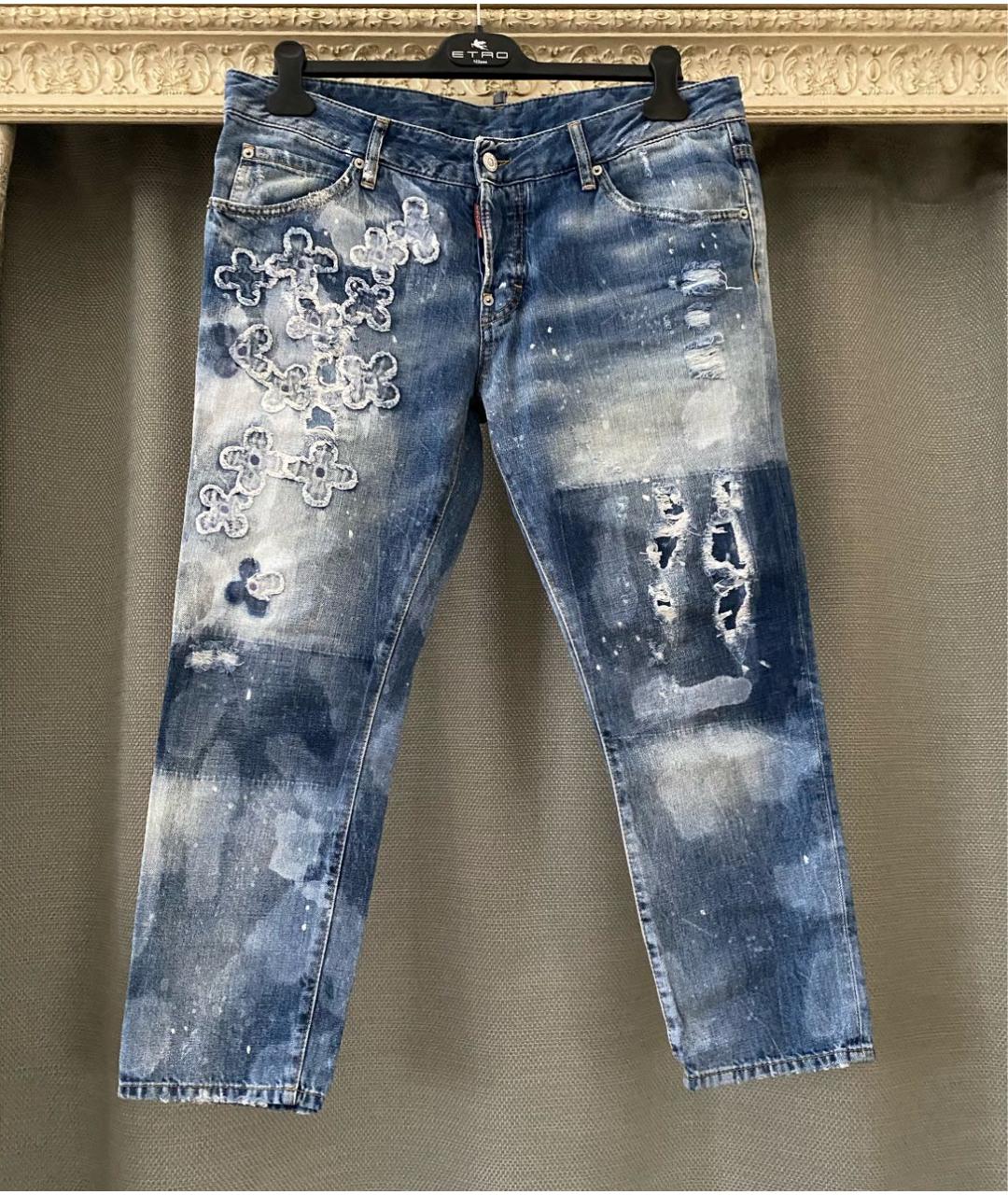 DSQUARED2 Голубые хлопковые джинсы слим, фото 6