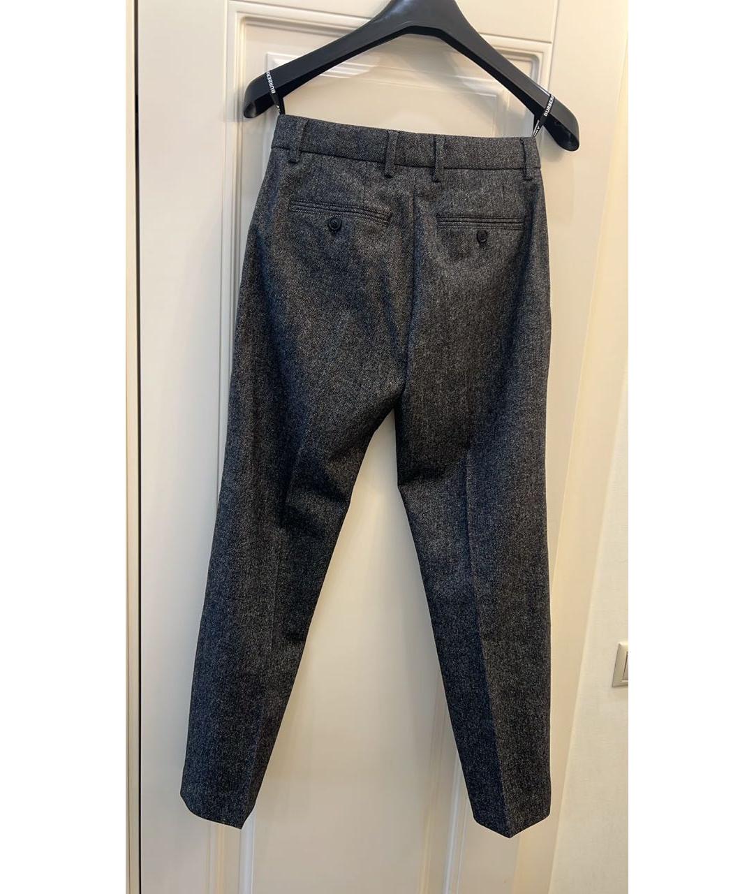 BURBERRY Серые шерстяные прямые брюки, фото 6
