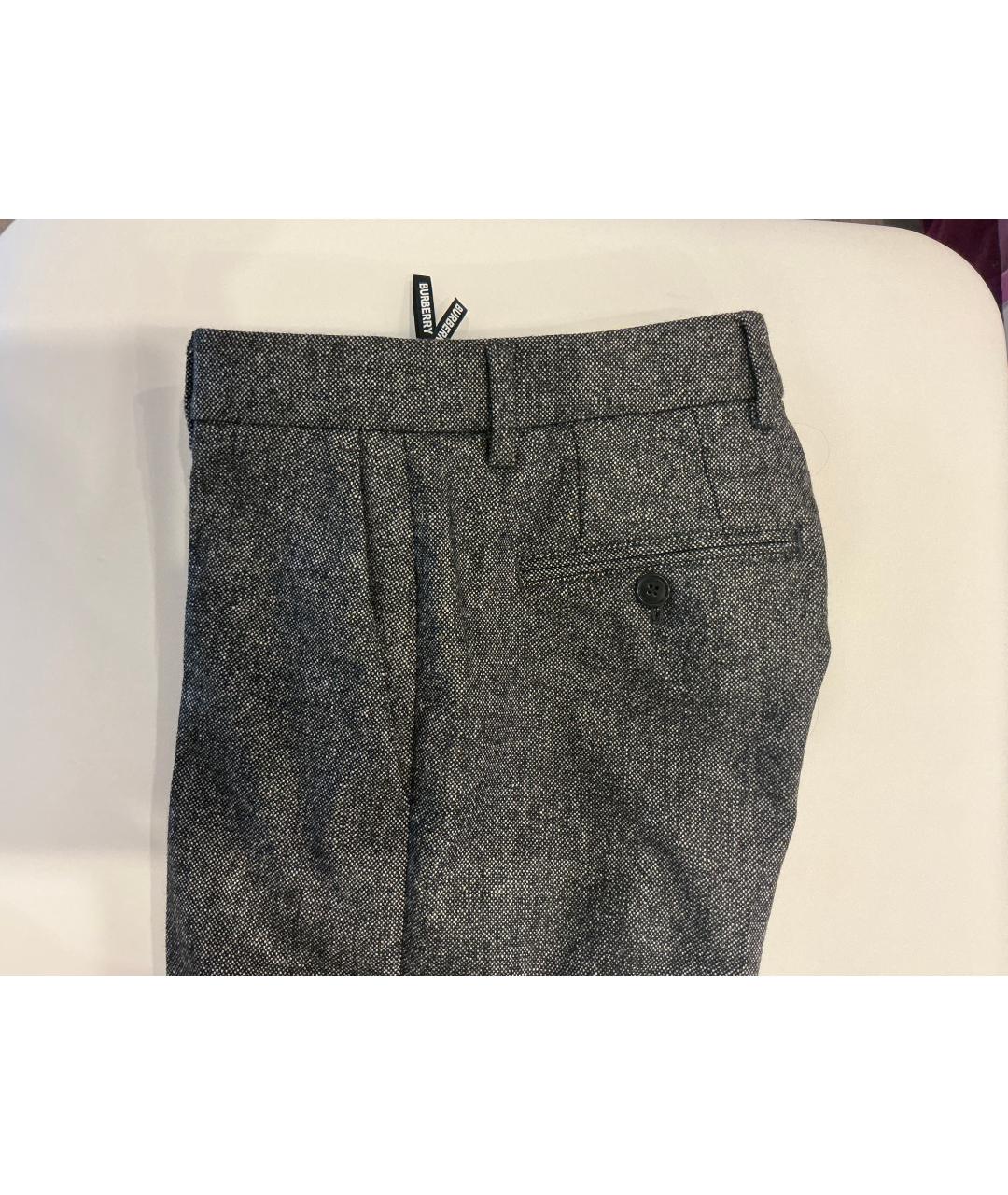 BURBERRY Серые шерстяные прямые брюки, фото 2