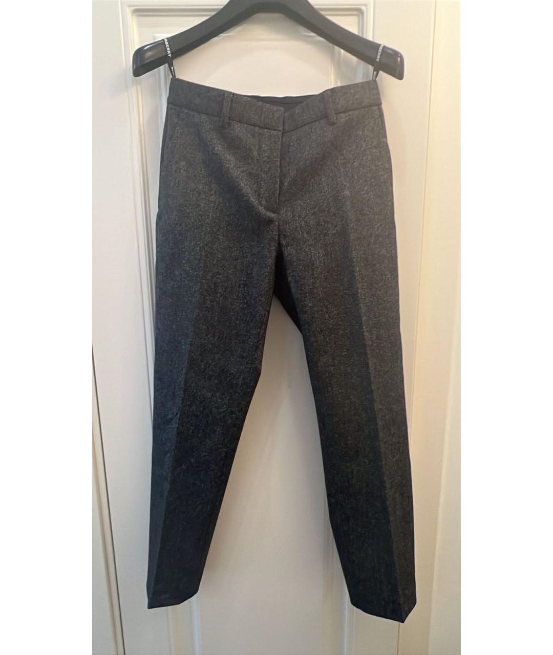 BURBERRY Серые шерстяные прямые брюки, фото 8