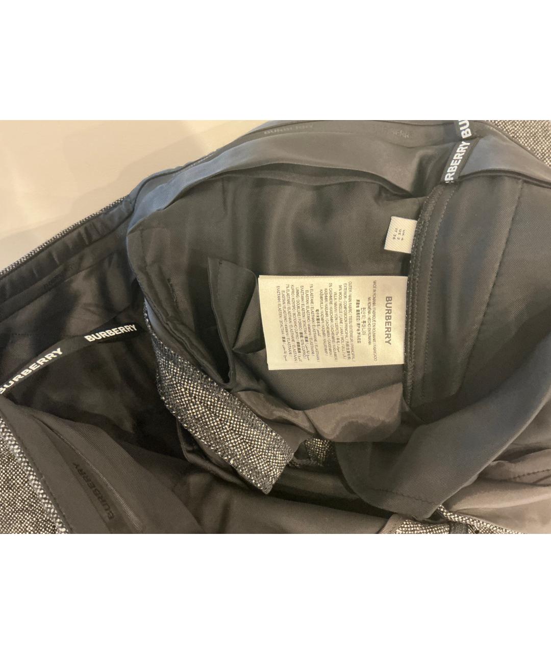 BURBERRY Серые шерстяные прямые брюки, фото 4