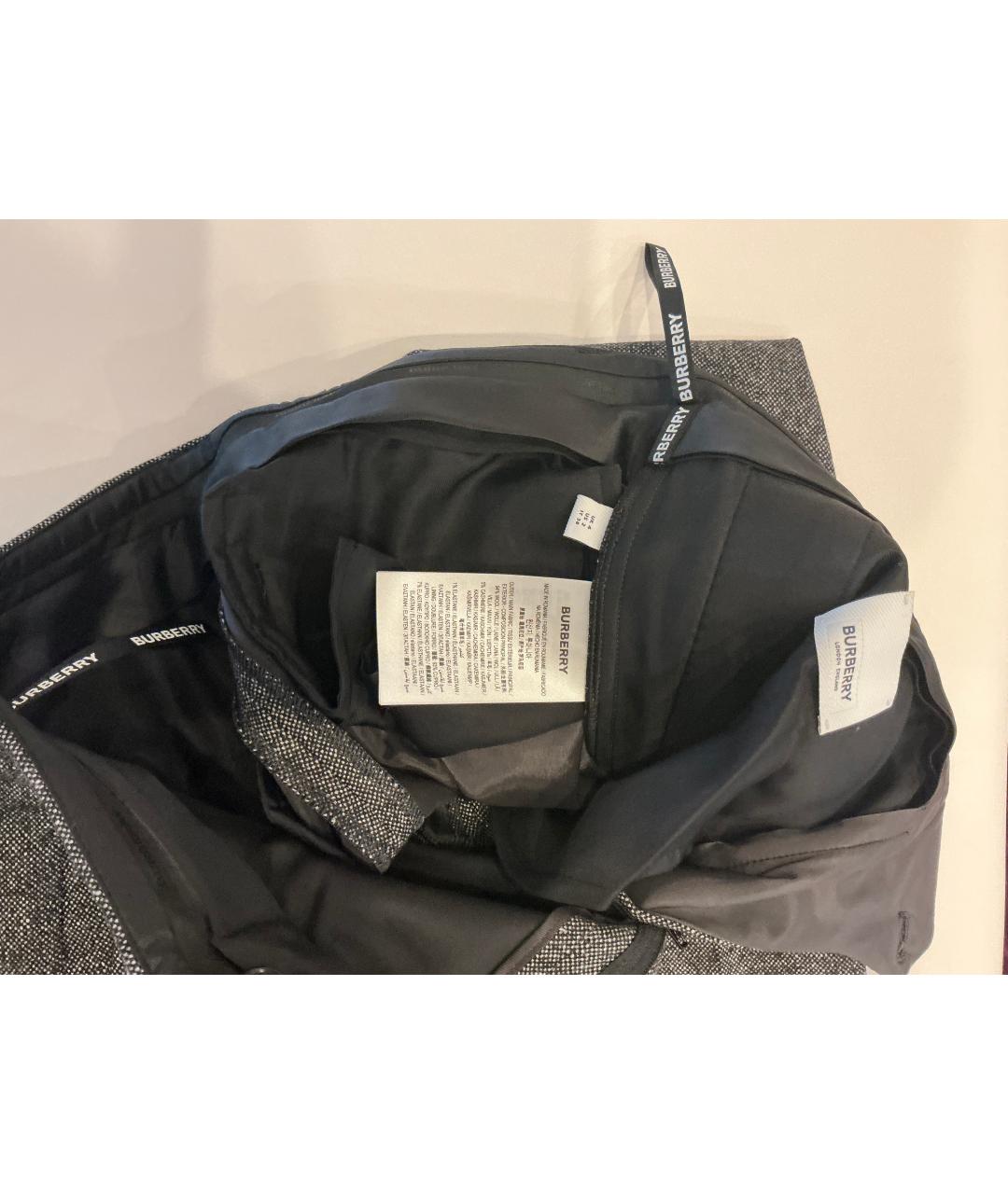 BURBERRY Серые шерстяные прямые брюки, фото 3