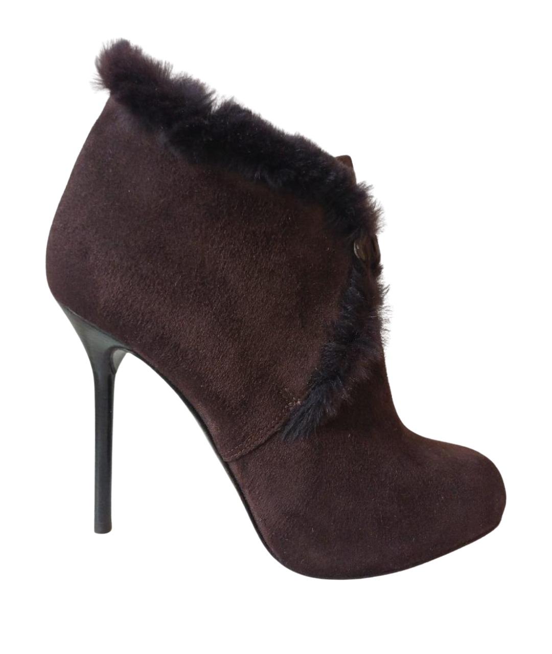 SERGIO ROSSI Коричневые замшевые ботильоны, фото 1