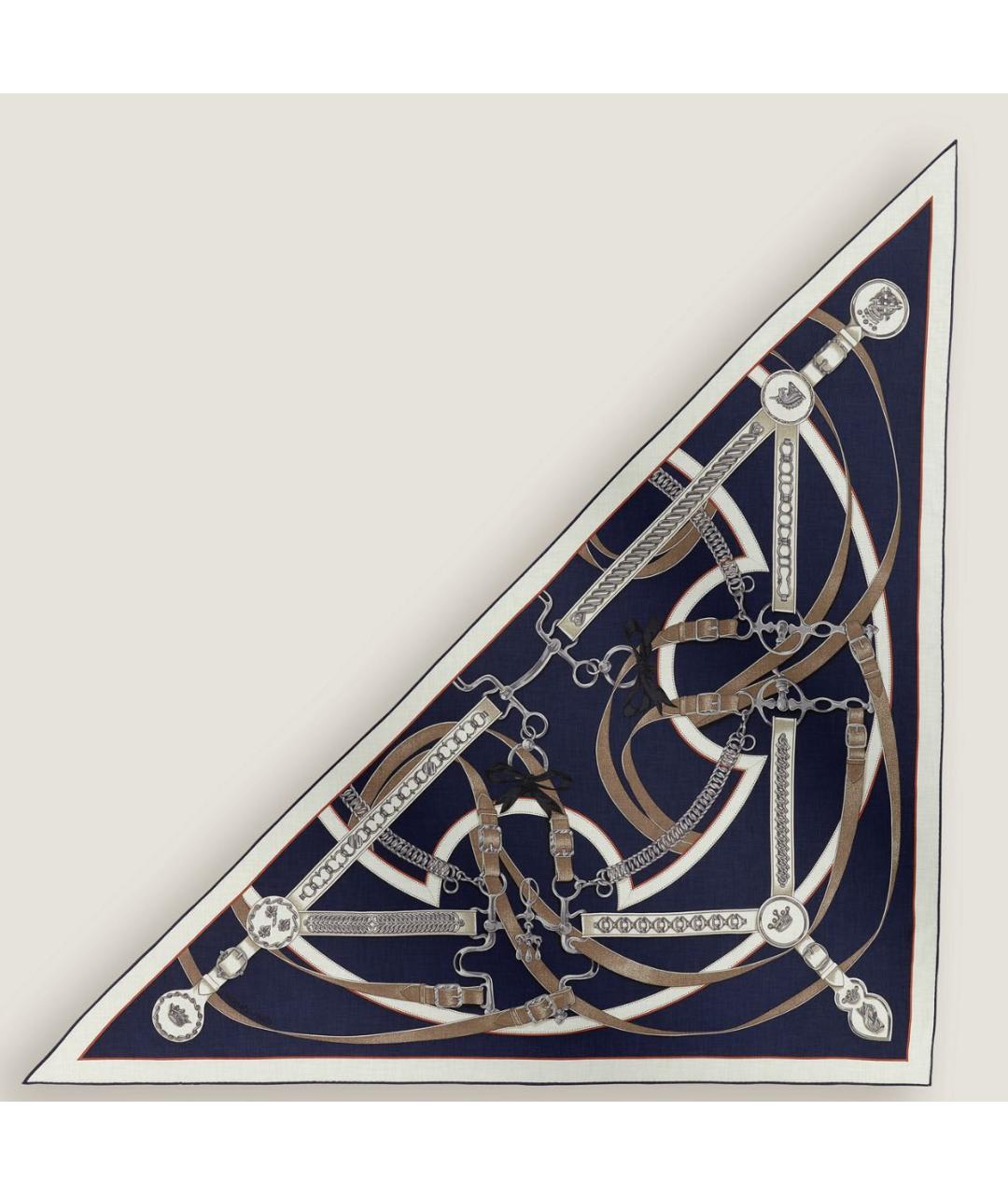 HERMES Темно-синий кашемировый платок, фото 4