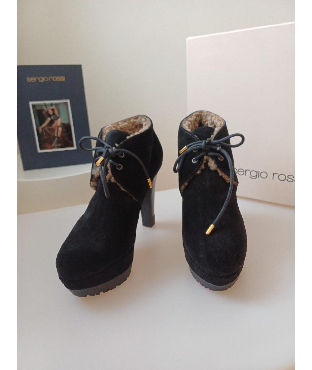 SERGIO ROSSI Черные замшевые ботильоны, фото 6