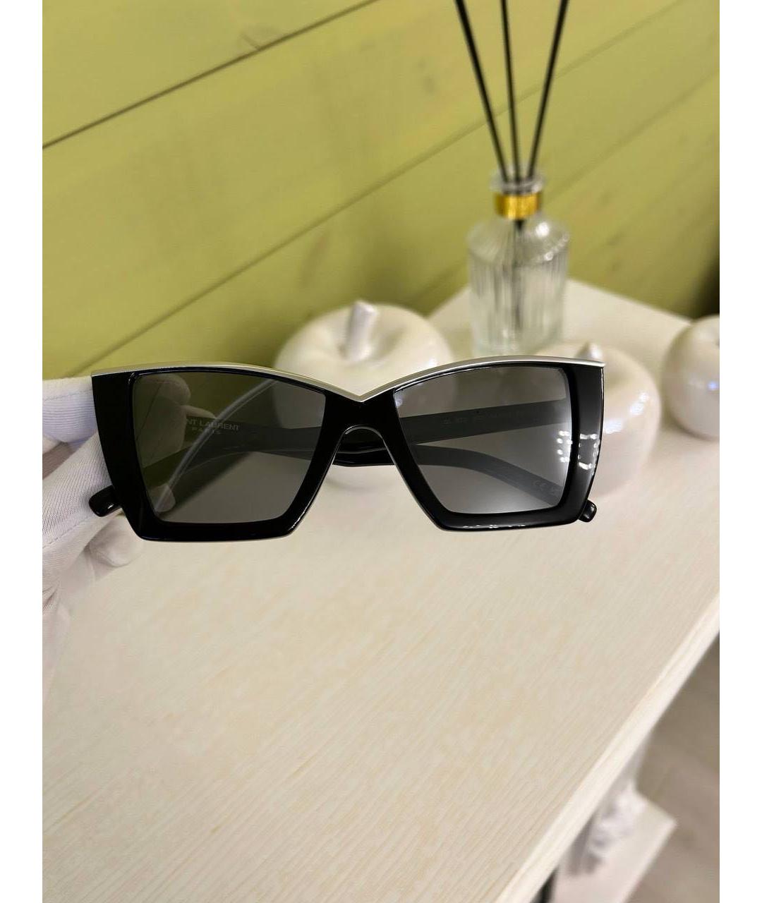 SAINT LAURENT Черные пластиковые солнцезащитные очки, фото 2