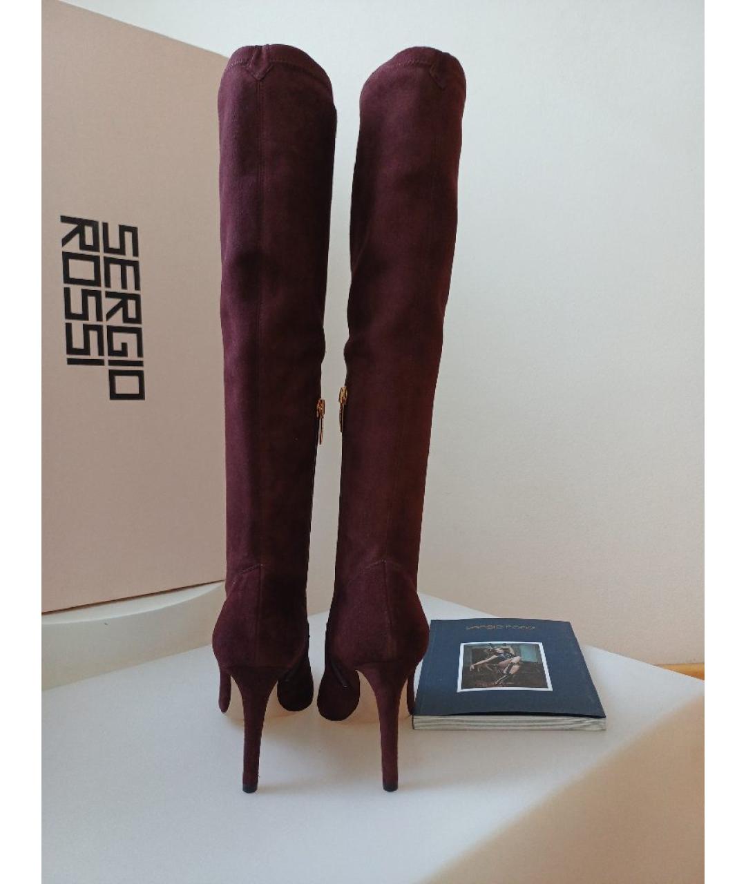 SERGIO ROSSI Коричневые замшевые сапоги, фото 8