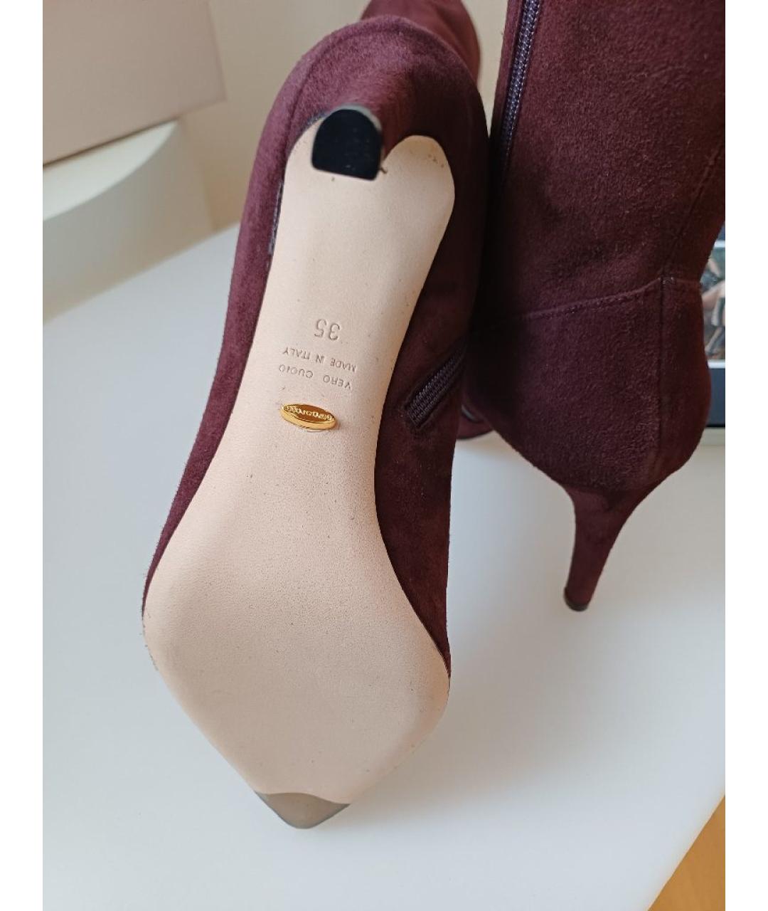 SERGIO ROSSI Коричневые замшевые сапоги, фото 9