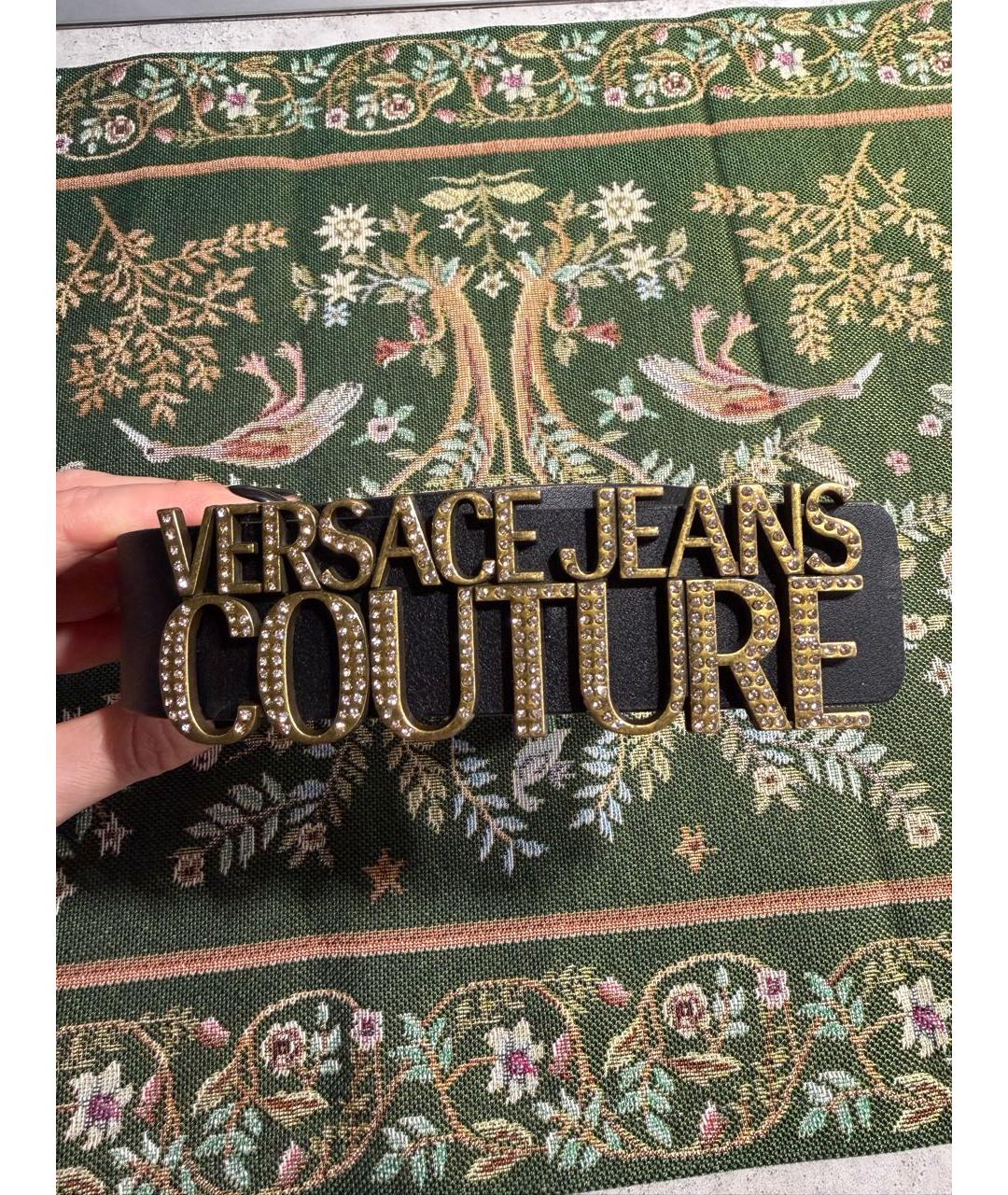 VERSACE JEANS COUTURE Черный кожаный ремень, фото 2