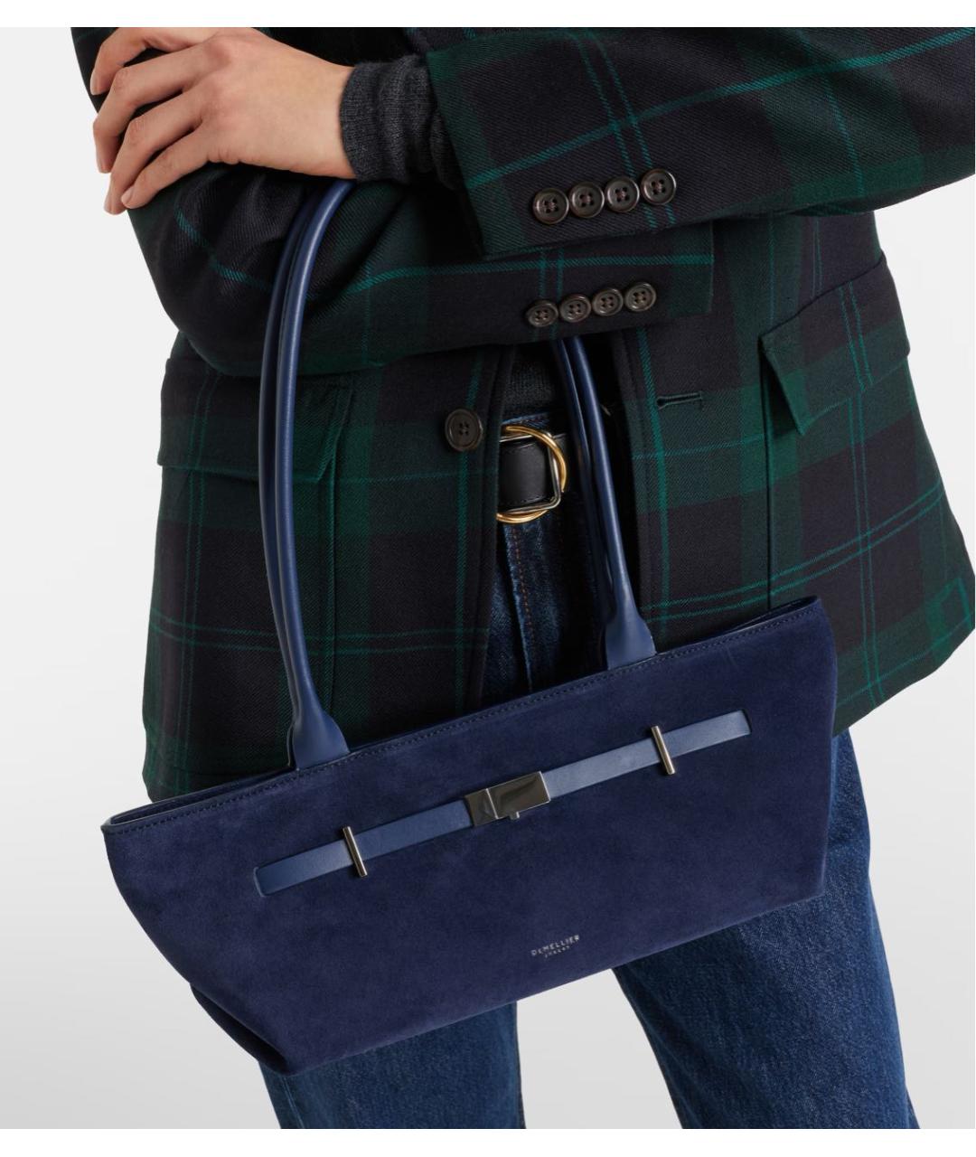 DEMELLIER Темно-синяя замшевая сумка с короткими ручками, фото 3