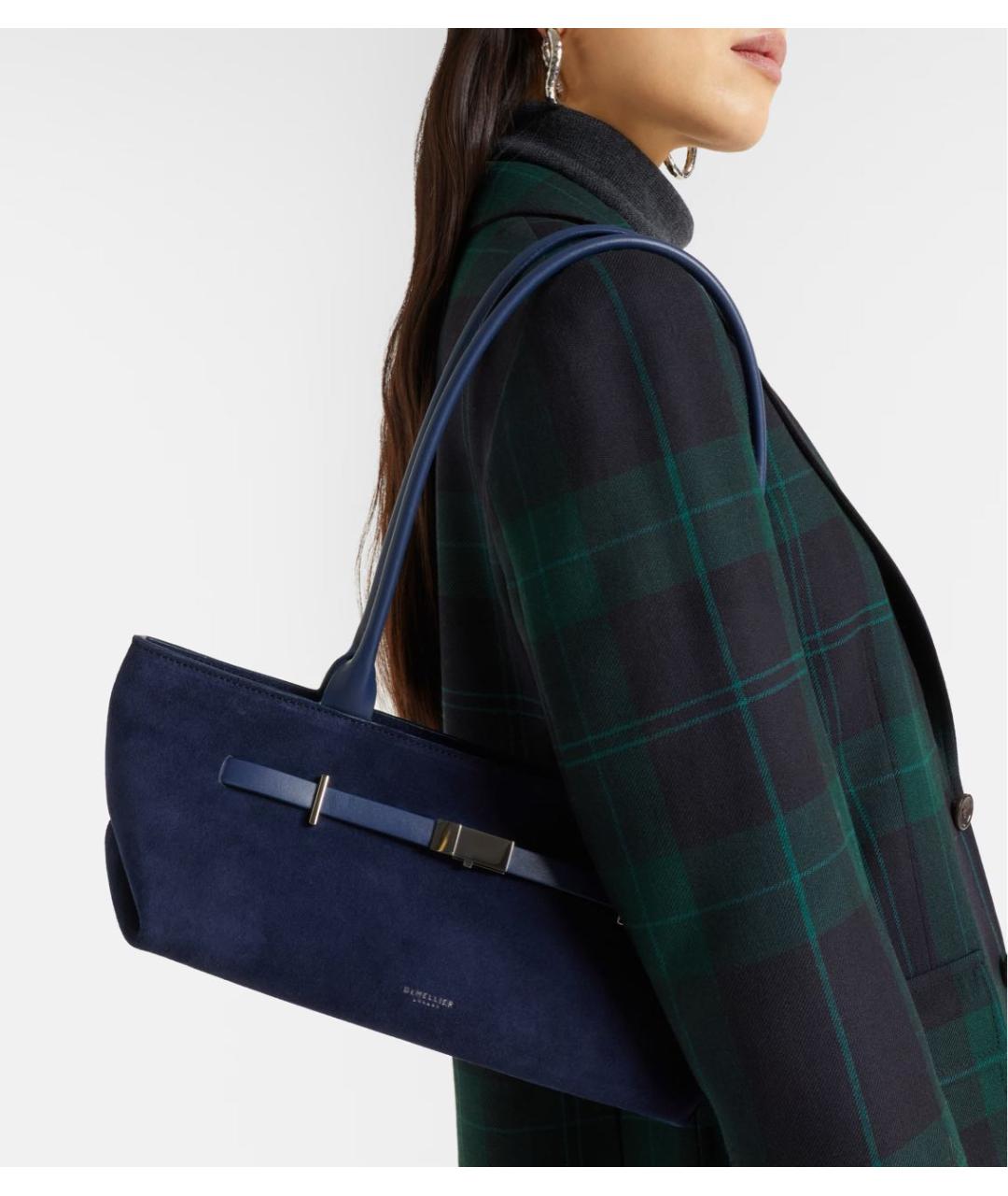 DEMELLIER Темно-синяя замшевая сумка с короткими ручками, фото 2