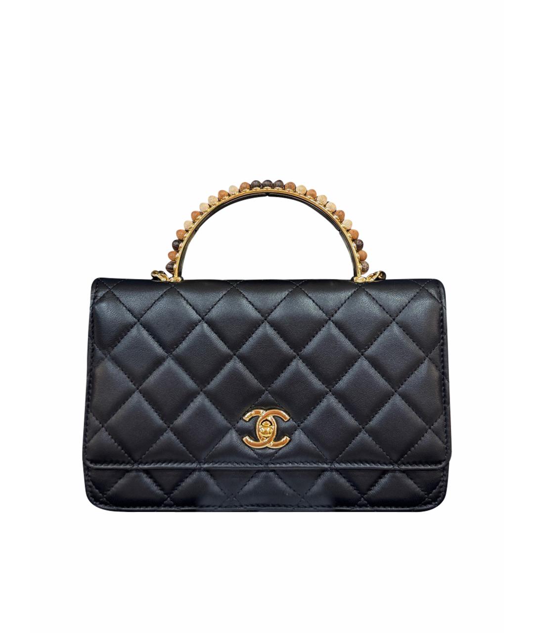 CHANEL Черная кожаная сумка с короткими ручками, фото 1