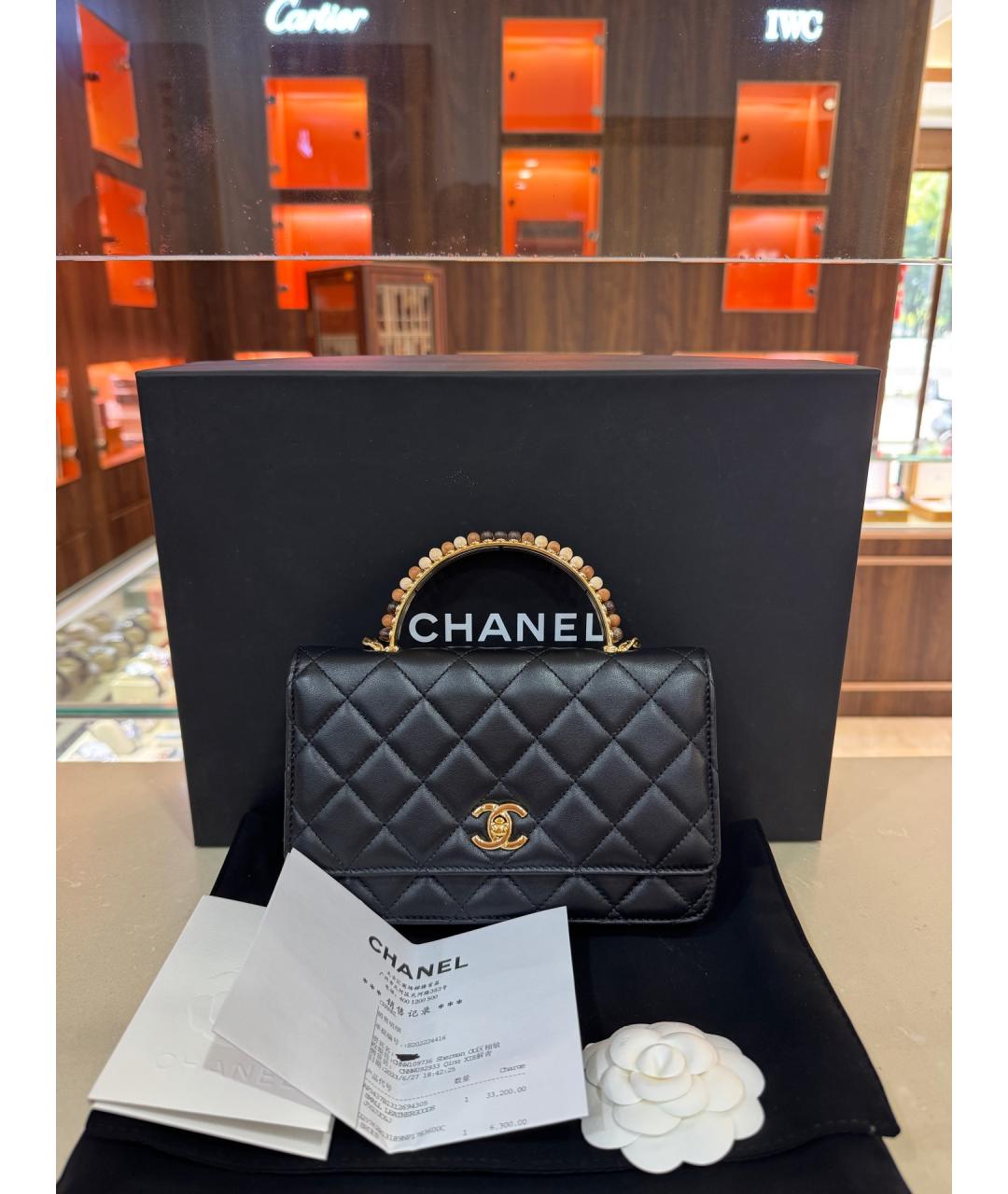 CHANEL Черная кожаная сумка с короткими ручками, фото 4