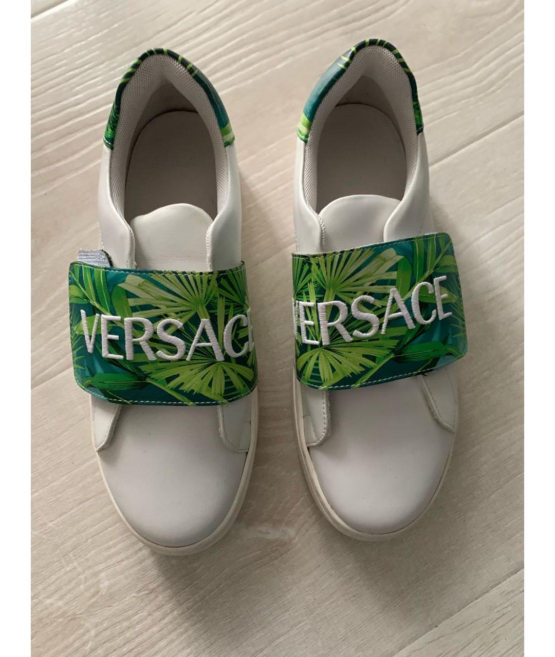 VERSACE Белые кожаные кеды, фото 2