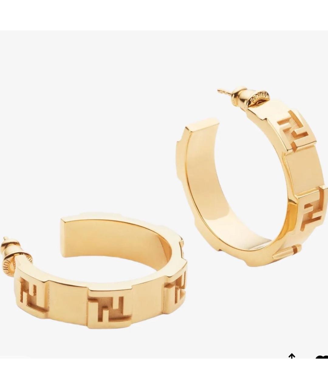 FENDI Золотые латунные серьги, фото 2