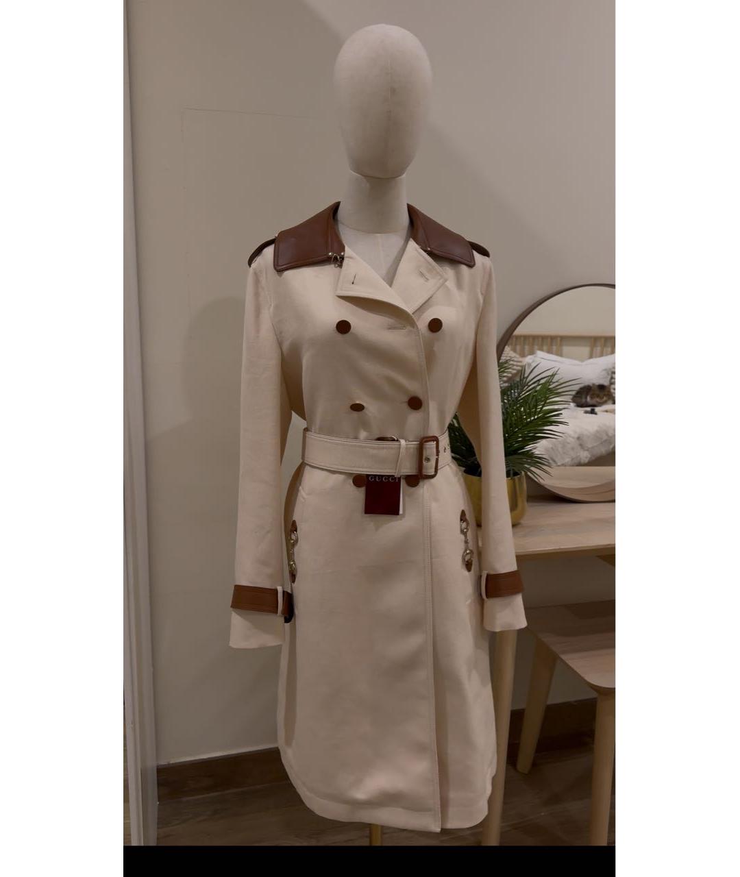 GUCCI Бежевый льняной тренч/плащ, фото 3