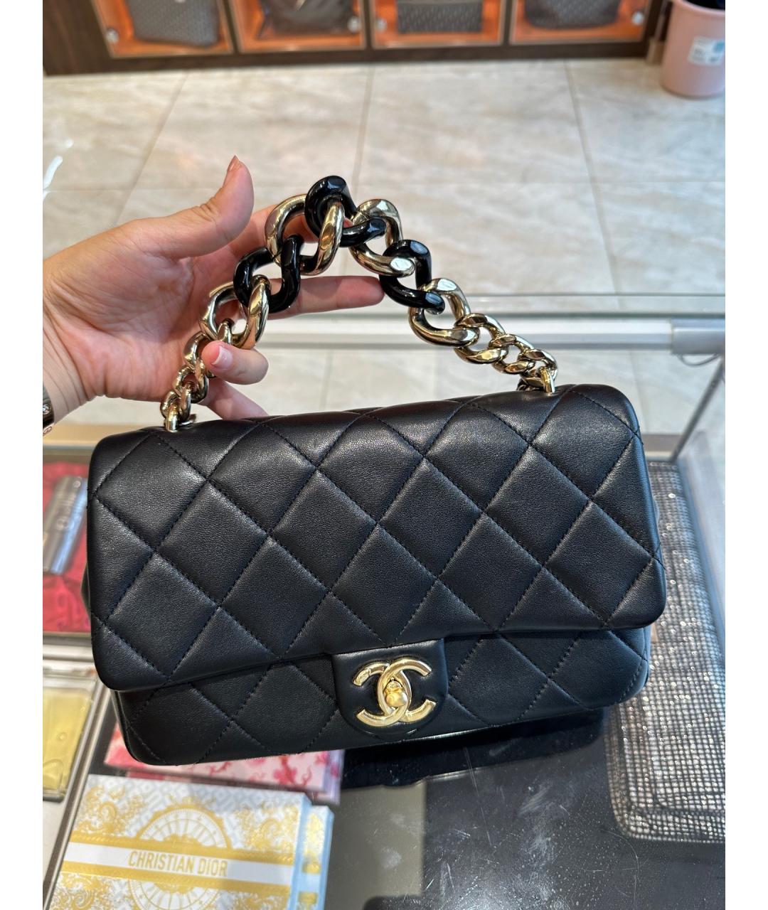 CHANEL Черная кожаная сумка через плечо, фото 2