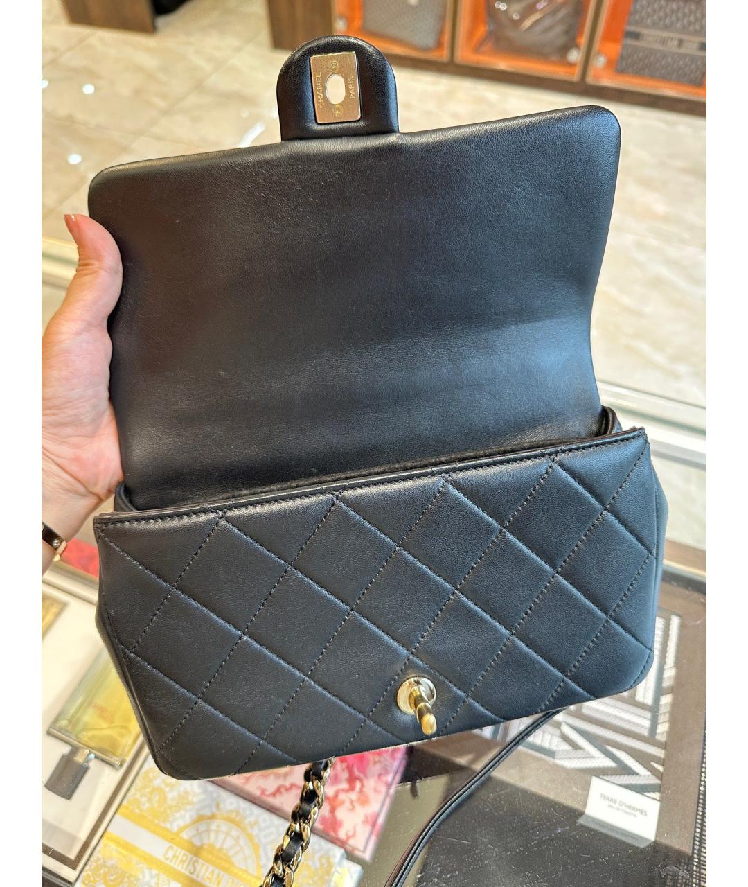 CHANEL Черная кожаная сумка через плечо, фото 9