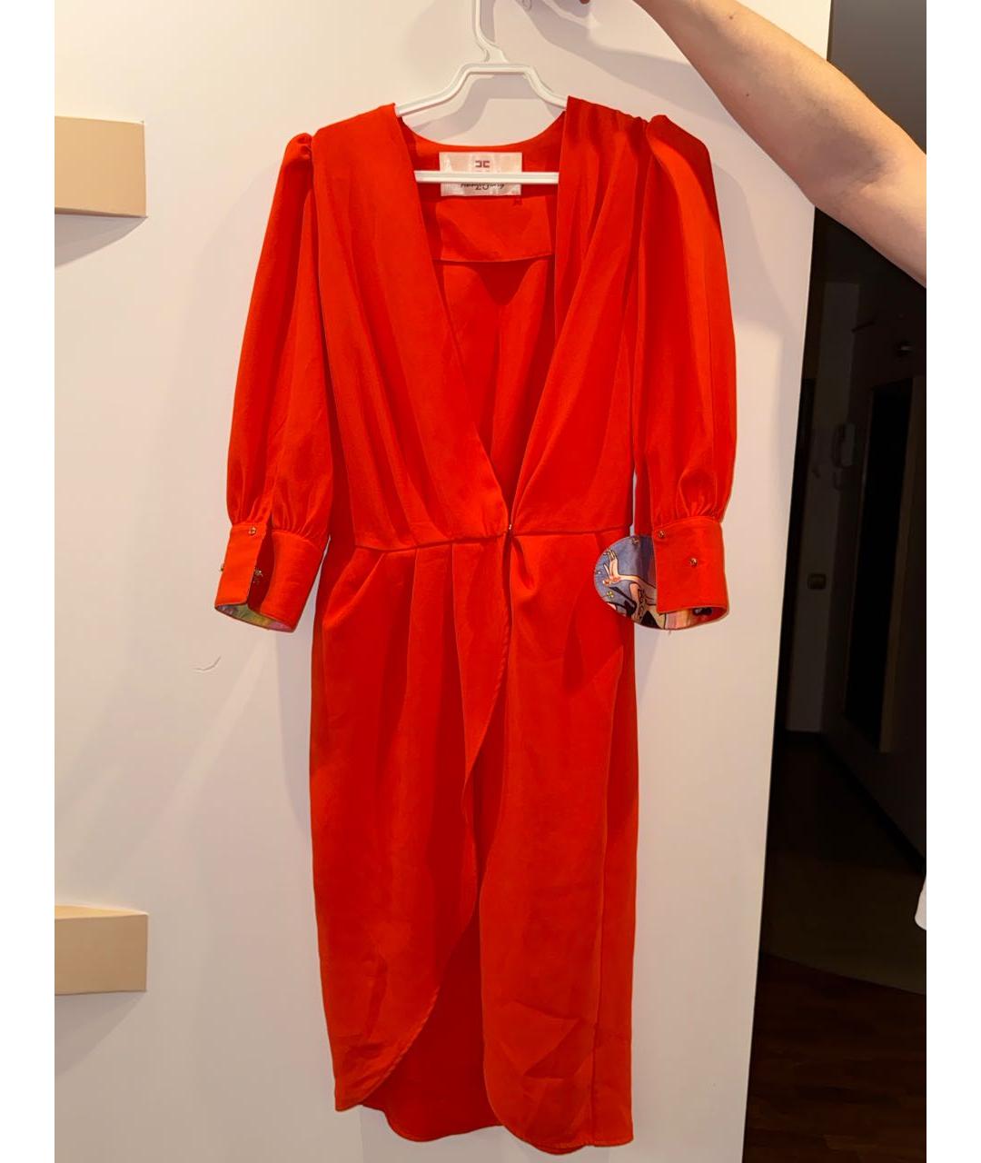 ELISABETTA FRANCHI Коралловое полиэстеровое коктейльное платье, фото 6