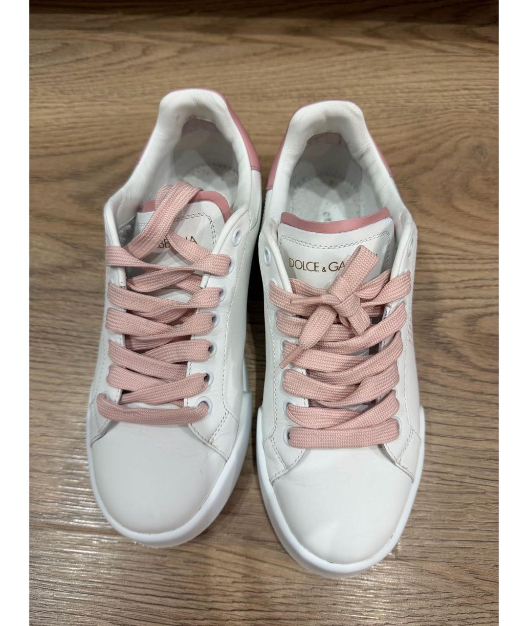 DOLCE&GABBANA Белые кожаные кроссовки, фото 2