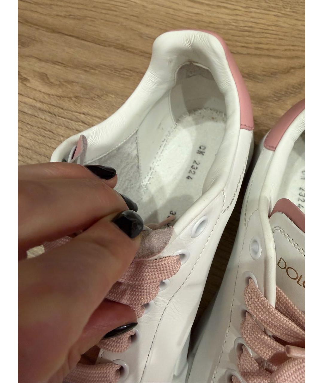 DOLCE&GABBANA Белые кожаные кроссовки, фото 4
